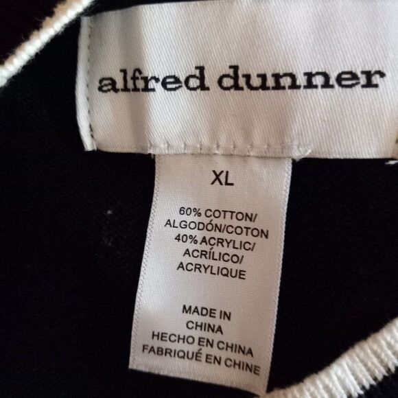 Alfred Dunner Women's Bead Embellished White and Black Sweater Granny Chic - Picture 5 of 5